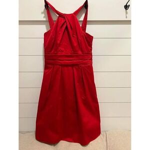 Davids Bridal Red Halter Cocktail Dress Pleated A-Line 83690 Womens Size 10